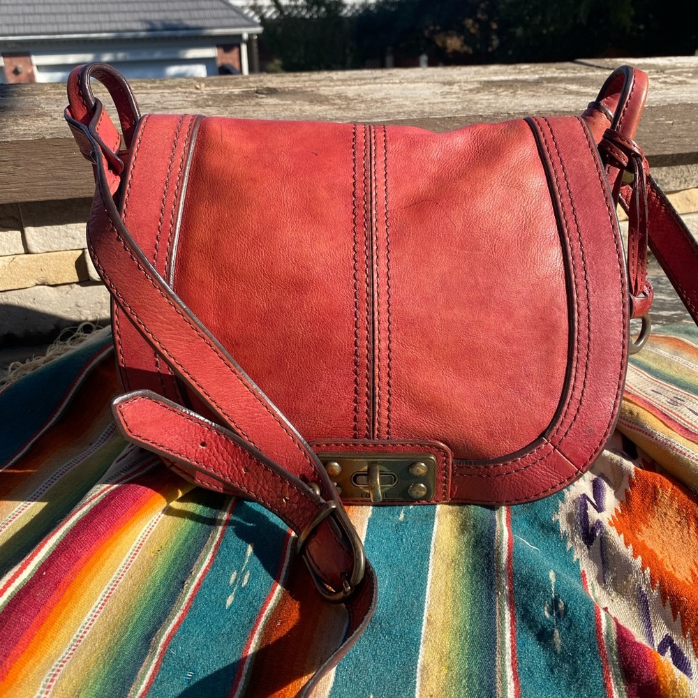 Fossil Long Live Vintage 1954 Red Leather Crossbody Bag - Picture 1 of 12